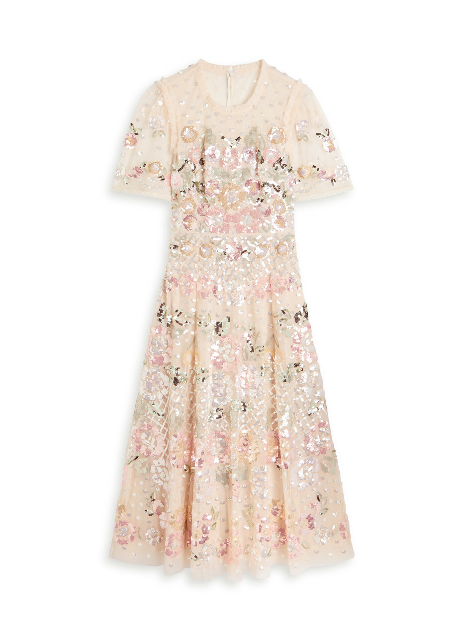 Needle & Thread Rosalie Floral-embellished Tulle Gown Cream