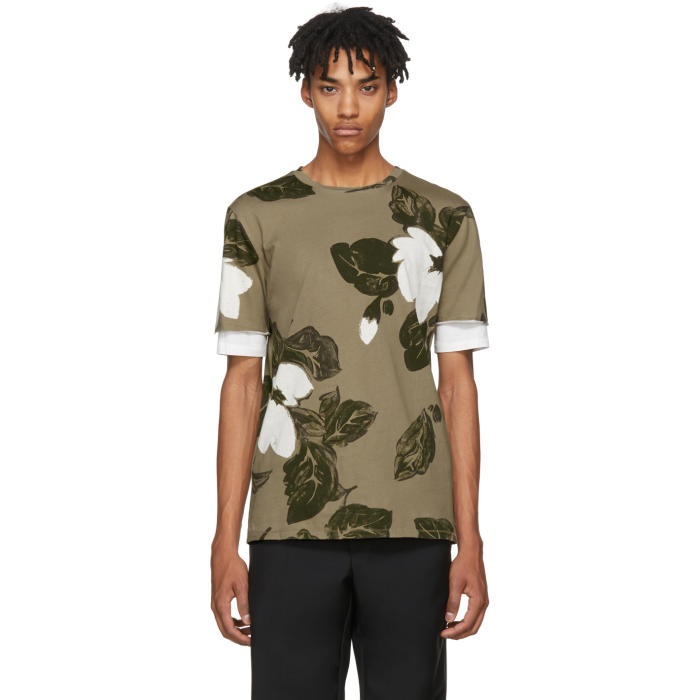 Photo: 3.1 Phillip Lim Green Floral Double Sleeve T-Shirt