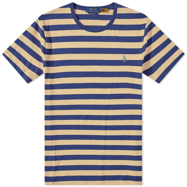 Photo: Polo Ralph Lauren Men's Broad Stripe T-Shirt in Empire Yellow/Light Navy