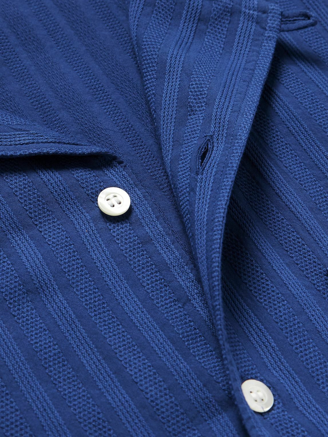 La Paz - Panama Convertible-Collar Striped Textured-Cotton Shirt - Unknown