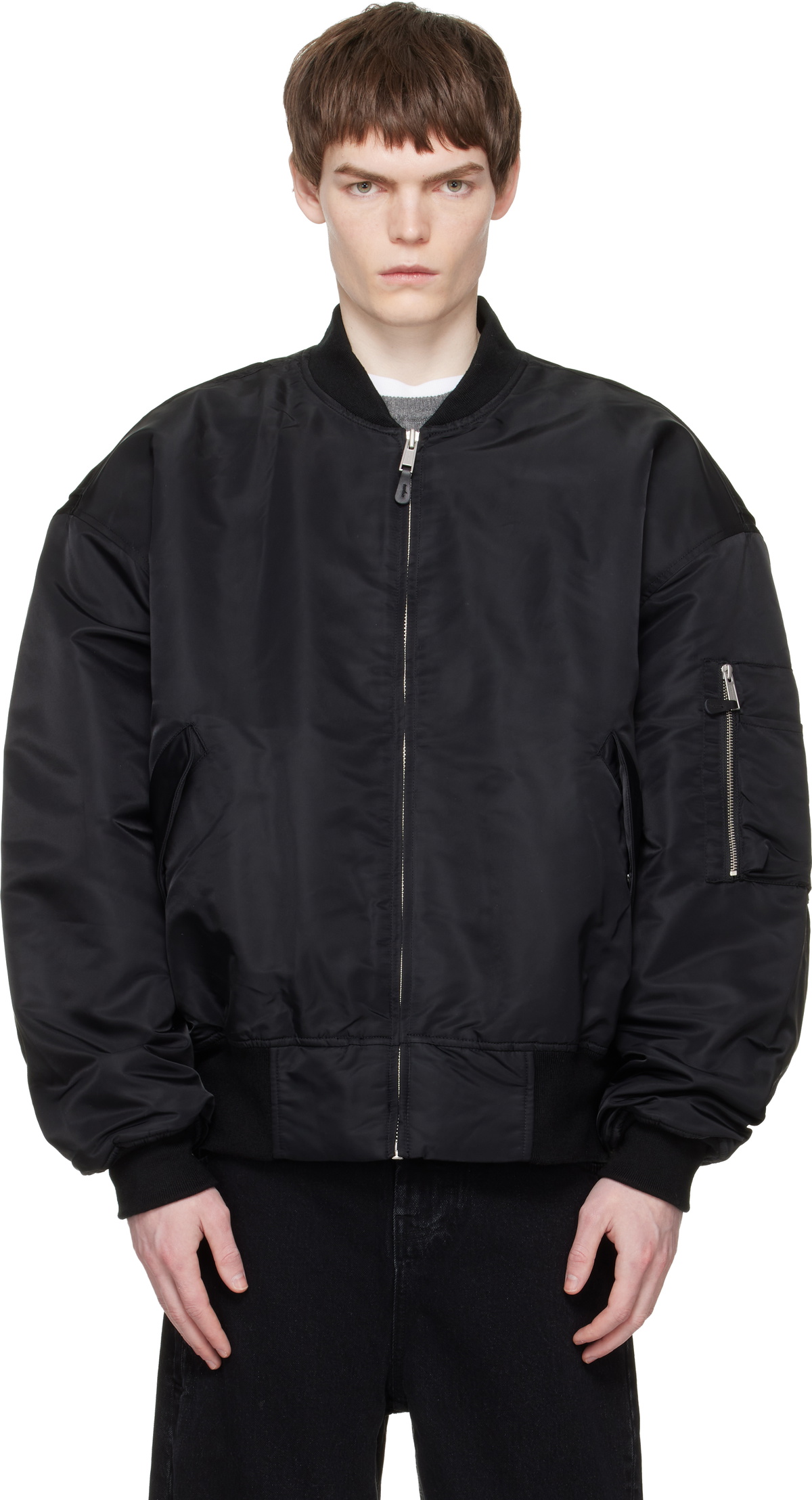 THUG CLUBブラックDouble Flying Bio ボンバージャケット Thug Club Black Double Flying Bio Bomber Jacket Thug Club