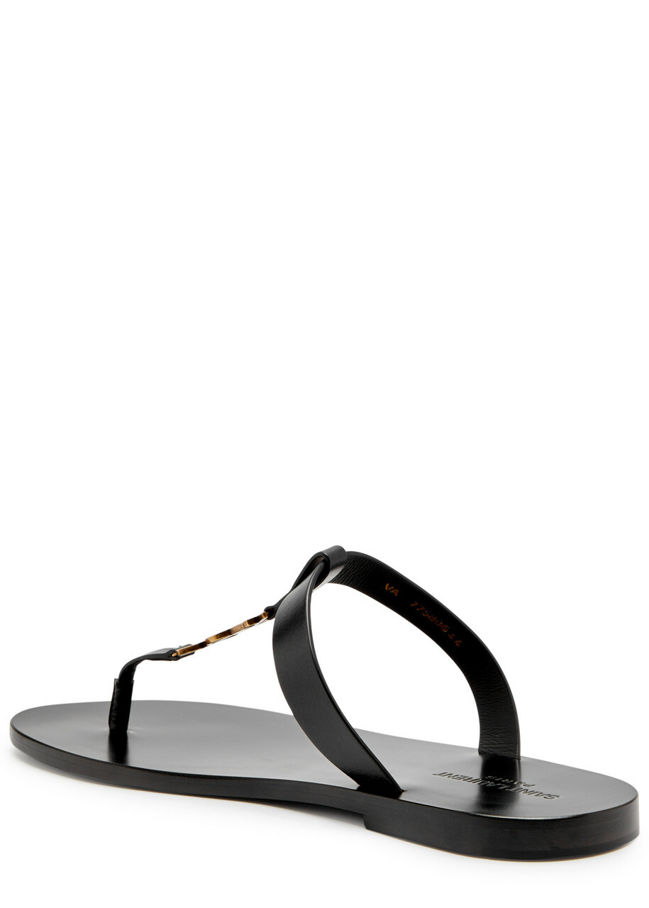 Saint Laurent Pepe 05 Leather Flip Flops Black