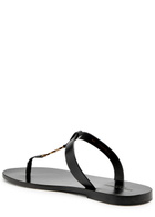 Saint Laurent Pepe 05 Leather Flip Flops Black