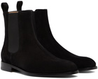 Manolo Blahnik Black Suede Delsa Chelsea Boots