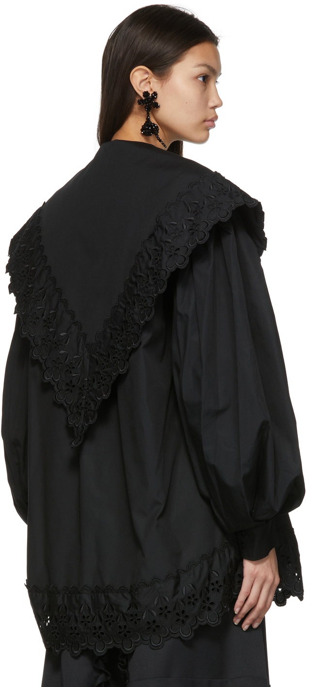 Long Pointed Collar Shirt Dress — Black – La Garçonne