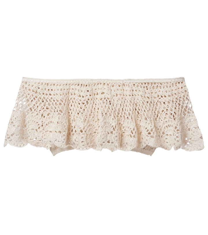 Photo: Anna Kosturova Filigree crochet off-shoulder cotton crop top