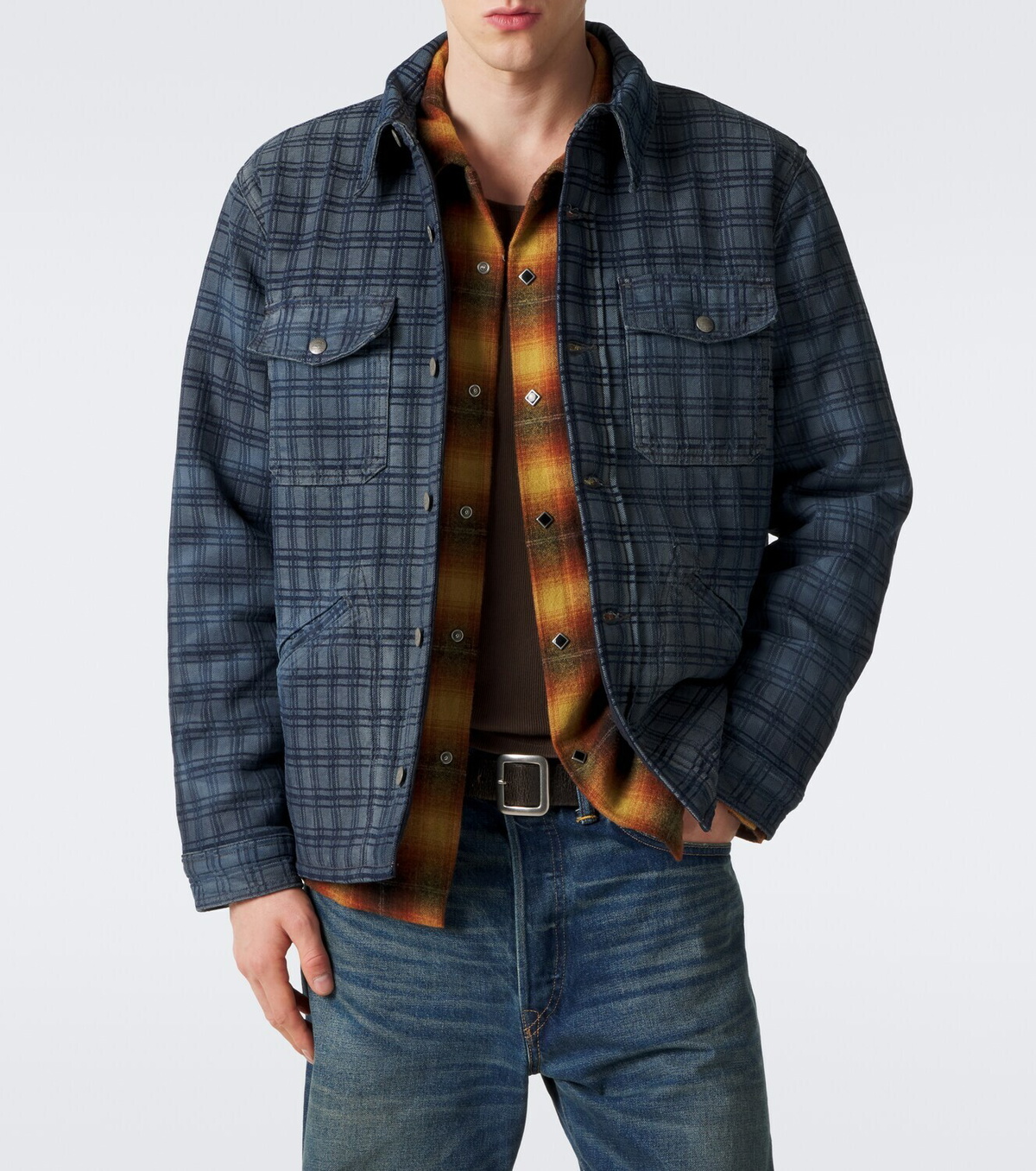 RRL Jacquard plaid denim jacket
