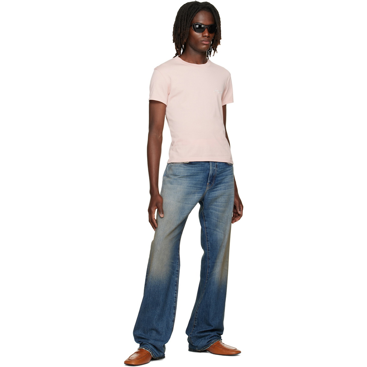 Acne Studios Pink Embroidered-Logo T-shirt