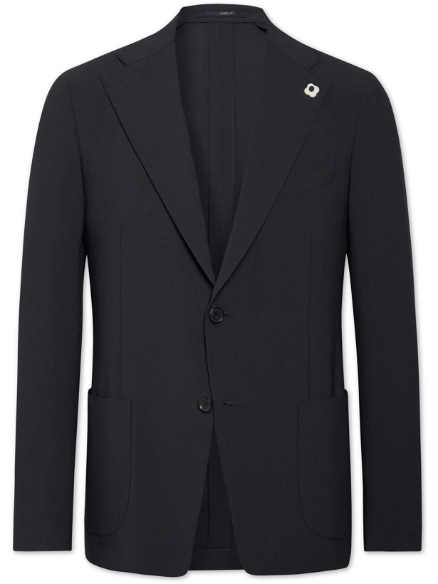Photo: LARDINI - Unstructured Woven Suit Jacket - Blue