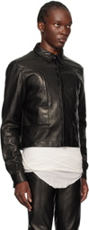 Rick Owens Black Porterville Alice Strobe Leather Jacket