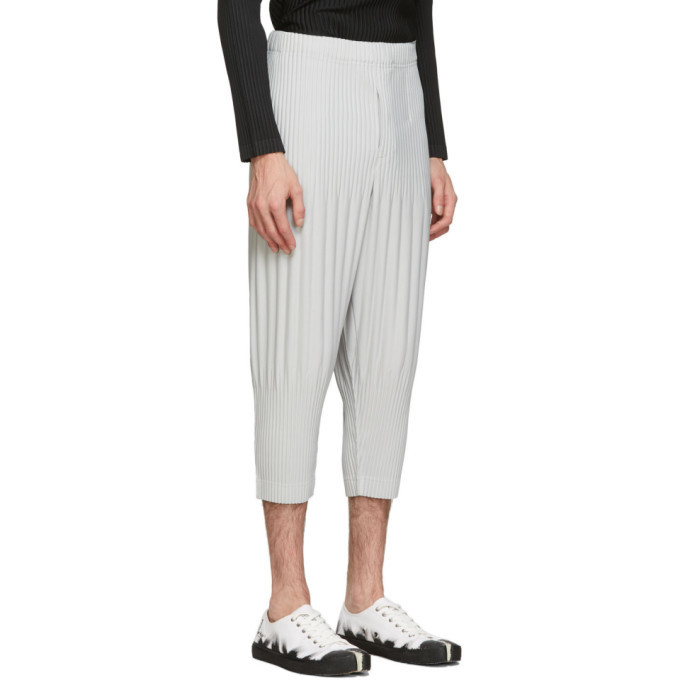 Homme Plisse Issey Miyake Grey Cropped Basics Trousers Homme