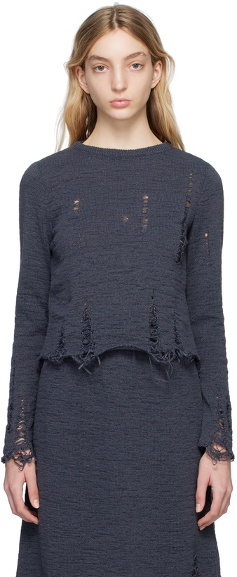 Photo: Song for the Mute Gray Distressed Crewneck