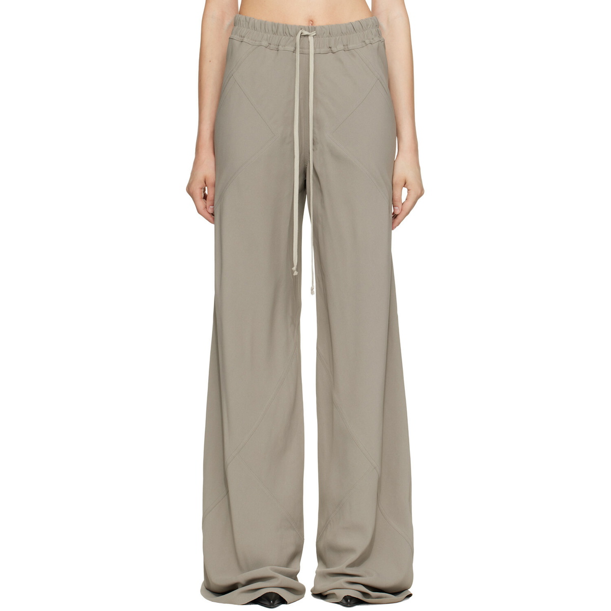 Rick Owens Taupe Tower Drawstring Bias Trousers