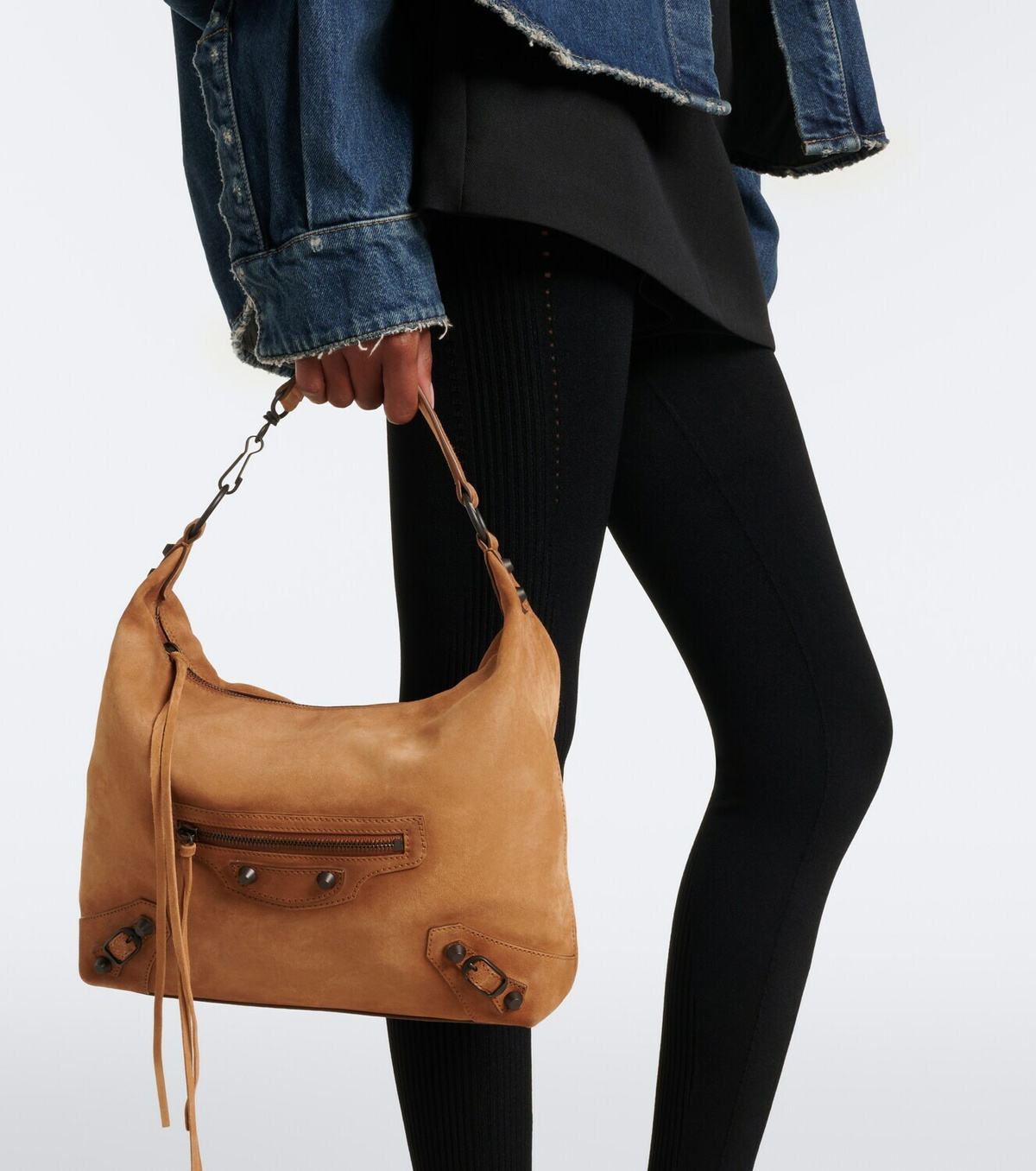Balenciaga Le City Small suede shoulder bag