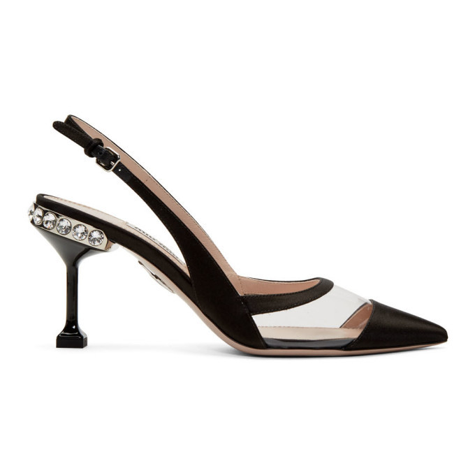 Miu Miu Black Satin Slingback Heels
