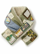 KAPITAL - Patchwork Embroidered Fleece-Lined Cotton-Canvas Scarf