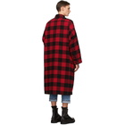 R13 Red and Black Check Long Overshirt Coat