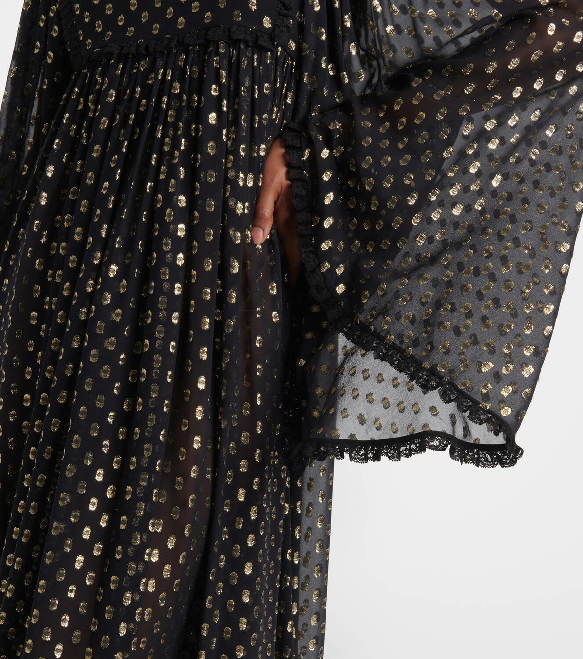 Chloé Polka-dot jacquard silk-blend lamé gown