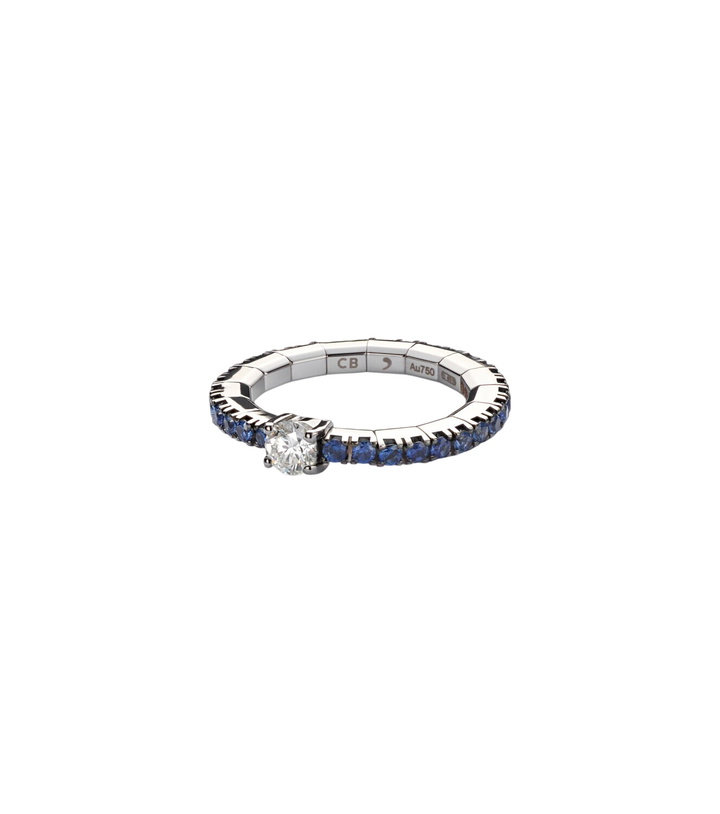 Photo: Bucherer Fine Jewellery Stretchy 18kt white gold ring with diamond and sapphires