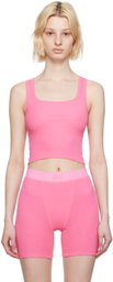 SKIMS Pink Cotton Rib Crop Tank Top