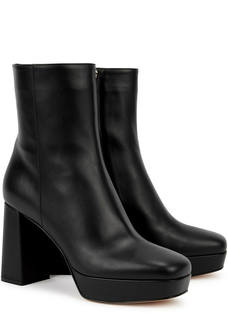 Gianvito Rossi Daisen Vitello 95 Leather Ankle Boots Black