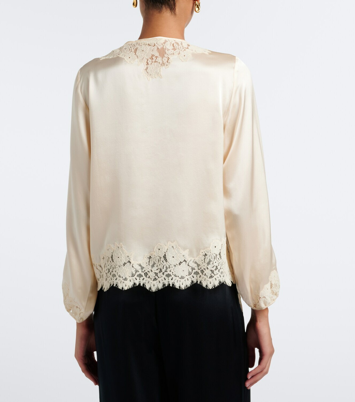 Dôen Lucine lace-trimmed silk satin blouse