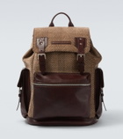 Brunello Cucinelli Leather-trimmed canvas backpack