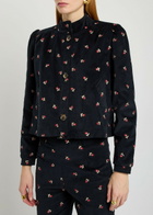 Rixo Nyla Floral-embroidered Fine Cord Jacket Navy