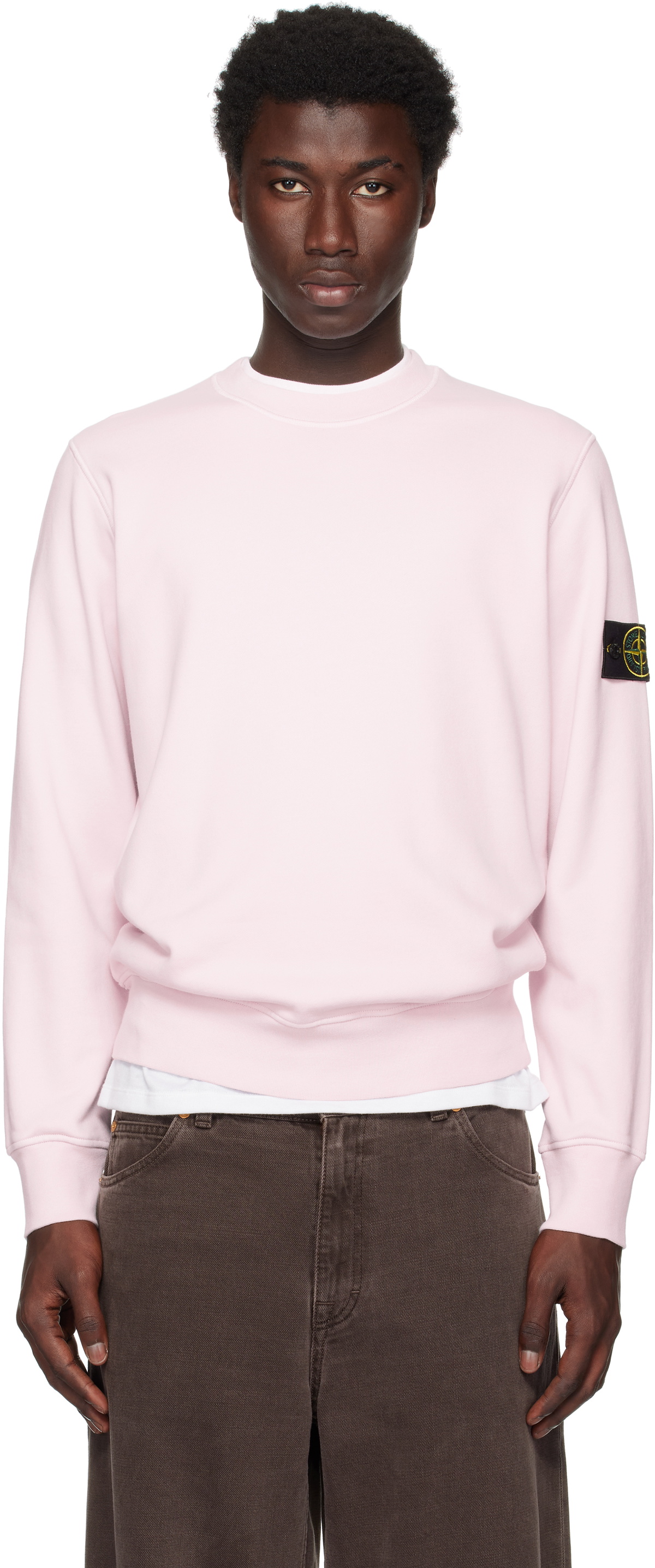 Stone Island Pink 6100044 Organic Cotton Fleece Sweatshirt Stone