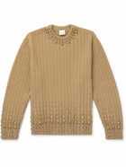 Burberry - Crystal-Embellished Cable-Knit Wool-Blend Sweater - Neutrals