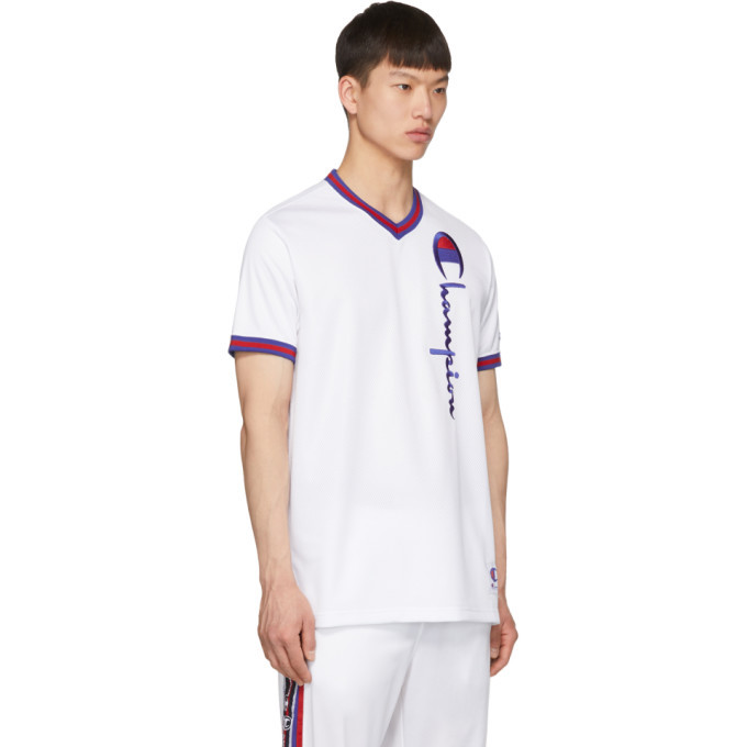 Champion Reverse Weave White Mesh Script Logo T-Shirt