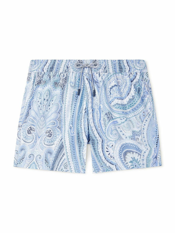 Photo: Etro - Roma Straight-Leg Mid-Length Paisley-Print Swim Shorts - Blue