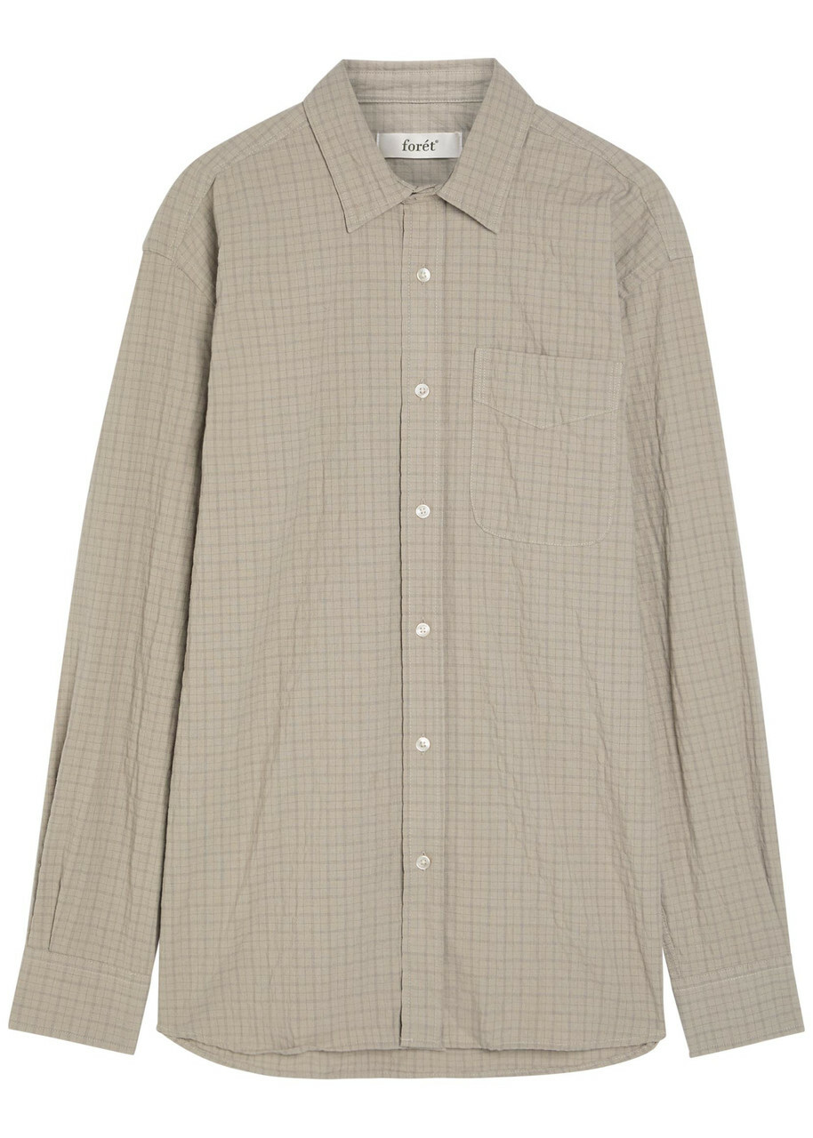 Forét Checked Cotton Shirt Khaki