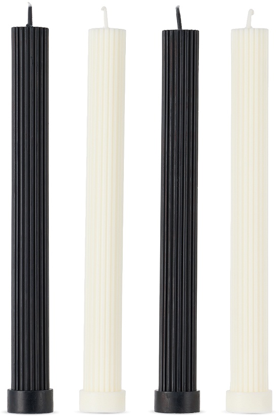 Photo: BLACK BLAZE Black & White Column Pillar Party Candle Set, 4 pcs