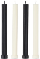 BLACK BLAZE Black & White Column Pillar Party Candle Set, 4 pcs