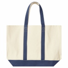 Sporty & Rich Men's 94 Racquet Club Two Tone Tote Bag in Natural/Navy/Bright Red 