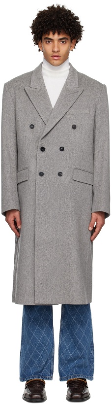Photo: Ernest W. Baker Gray Double-Breasted Coat