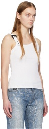 Versace Jeans Couture White Ribbed Tank Top