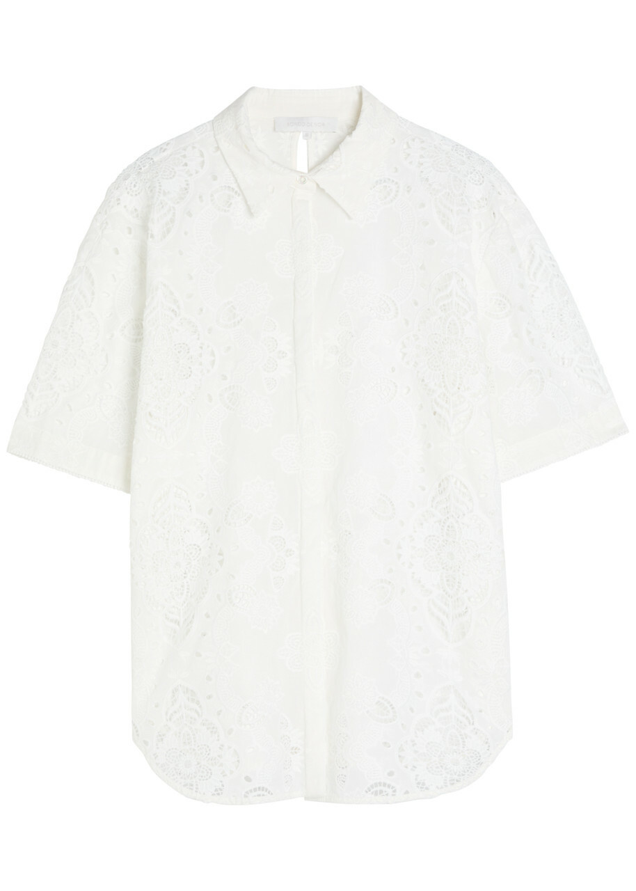 Borgo DE Nor Akari Lace and Embroidered Shirt White