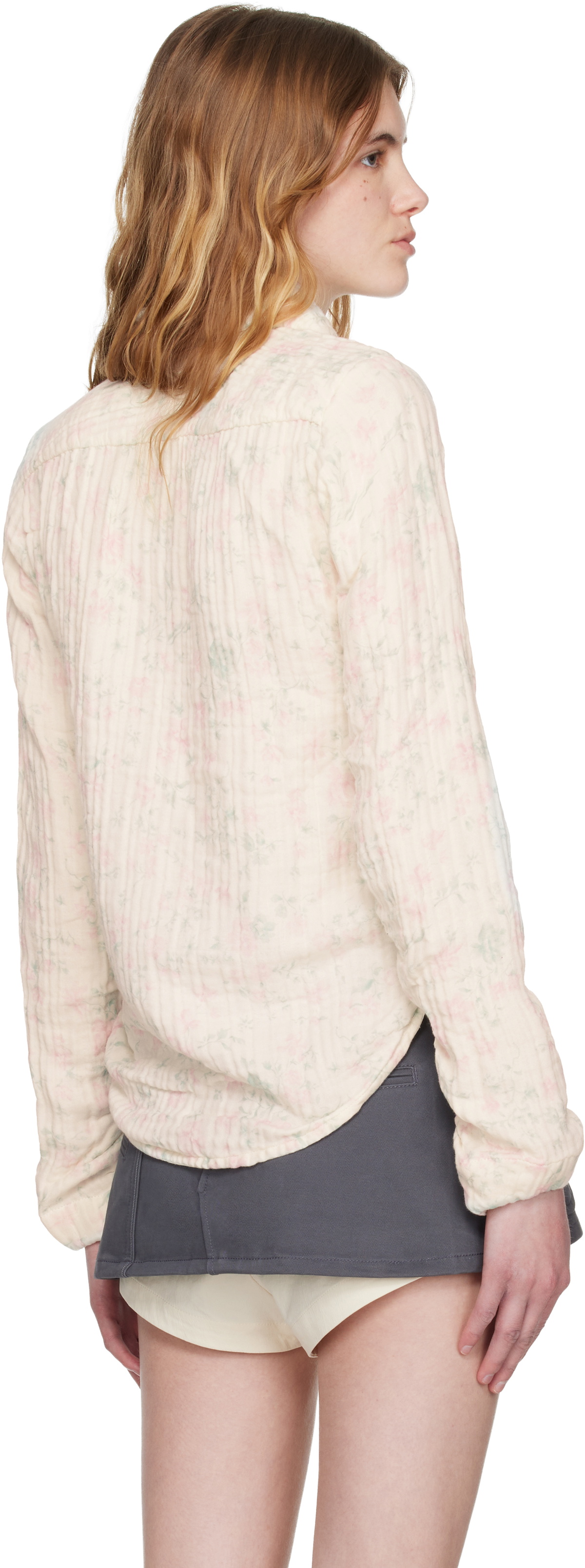 OPEN YY Off-White Floral Blankie Shirt