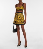 Versace - Barocco silk lace-trimmed crop top