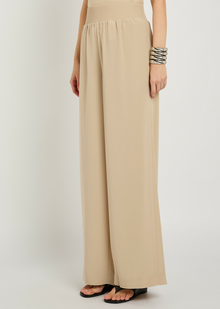 Joseph Nour Wide-leg Satin-twill Trousers Beige