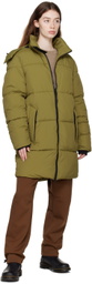 The Very Warm Green Long Hooded Puffer Jacket