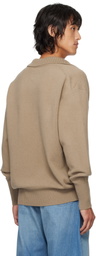 stein Beige Extra Fine Wool Knit Skipper Polo