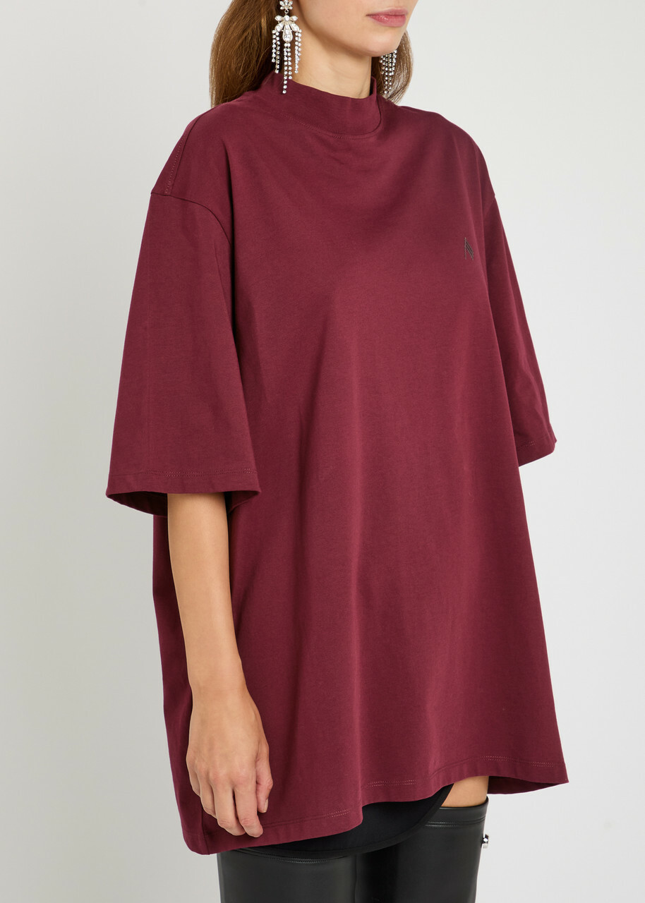 The Attico Logo-embroidered Cotton T-shirt Burgundy
