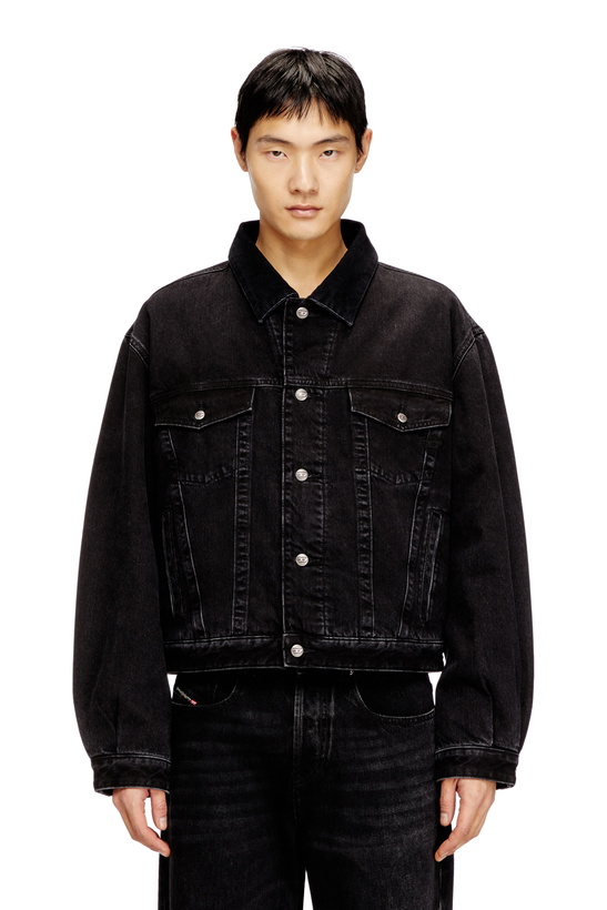 Photo: Diesel Padded trucker jacket in denim - Denim Jackets - Unisex - Black