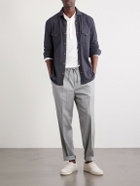 Brunello Cucinelli - Tapered Pleated Virgin Wool-Flannel Drawstring Trousers - Gray