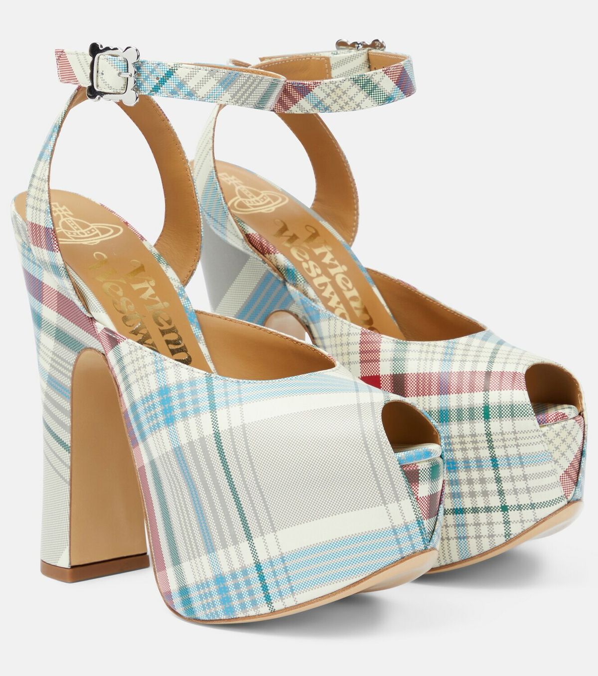 Vivienne Westwood Vargas checked leather platform pumps