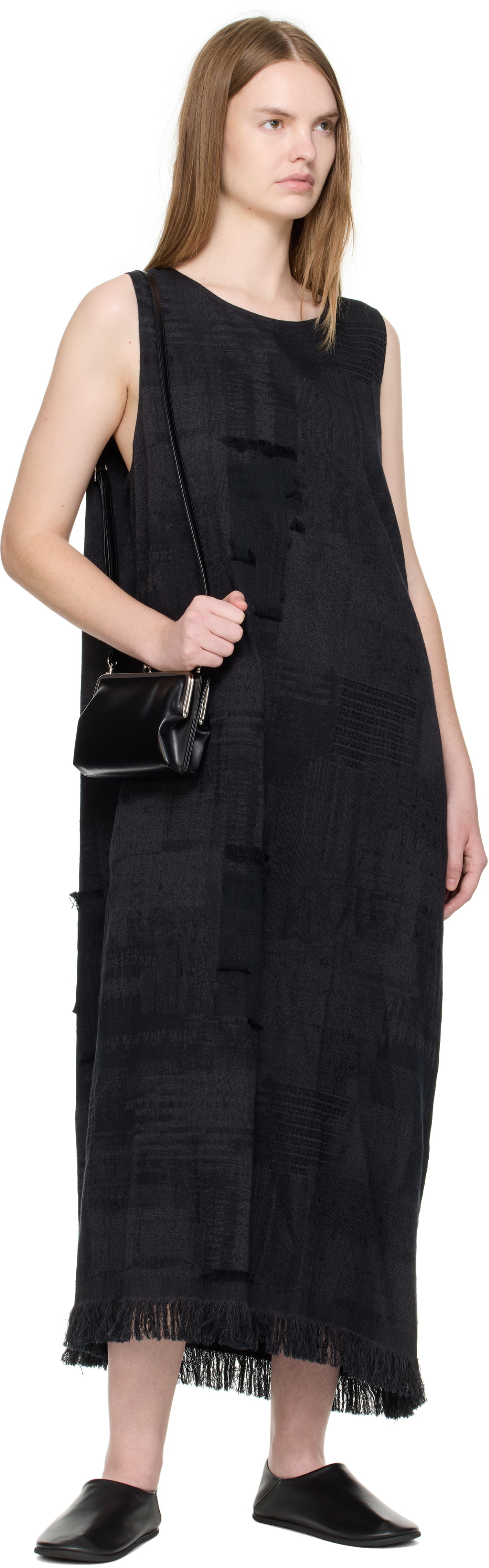Y's Black Glossy Smooth Metal Clasp Bag