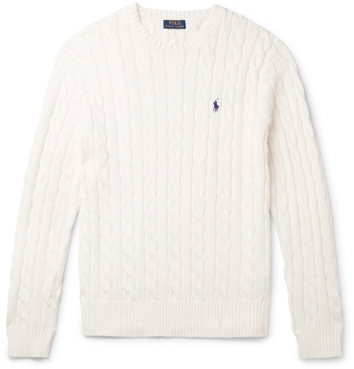 Photo: Polo Ralph Lauren - Cable-Knit Cotton Sweater - White